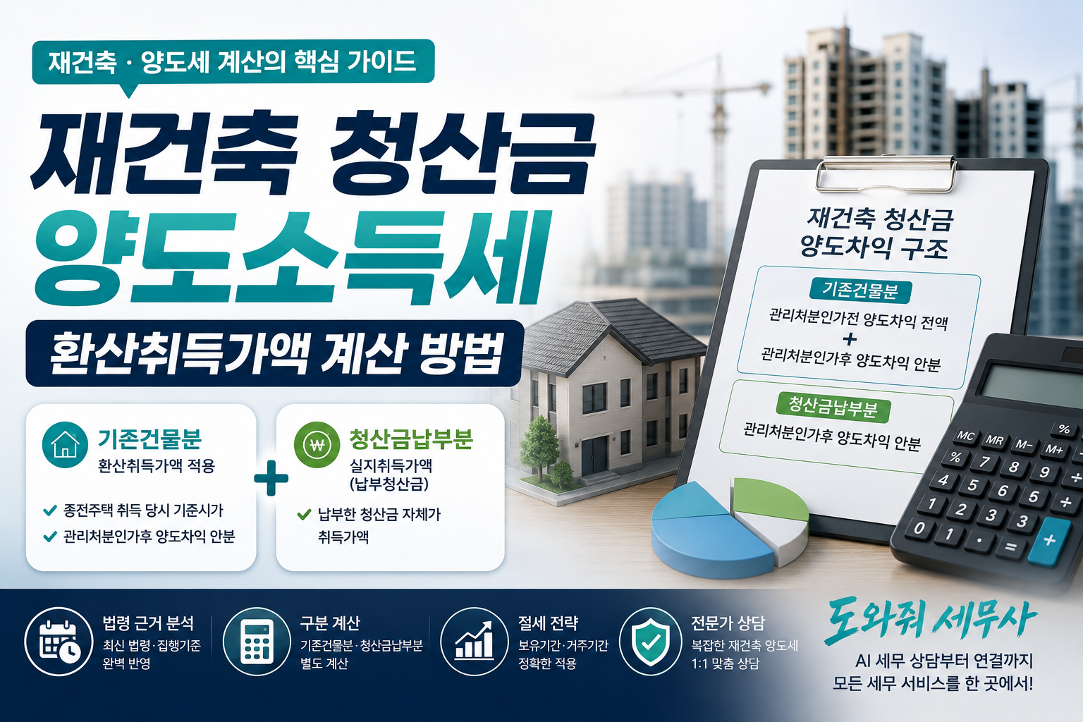 재건축 청산금 수령 시 양도소득세와 환산취득가액 계산 방법