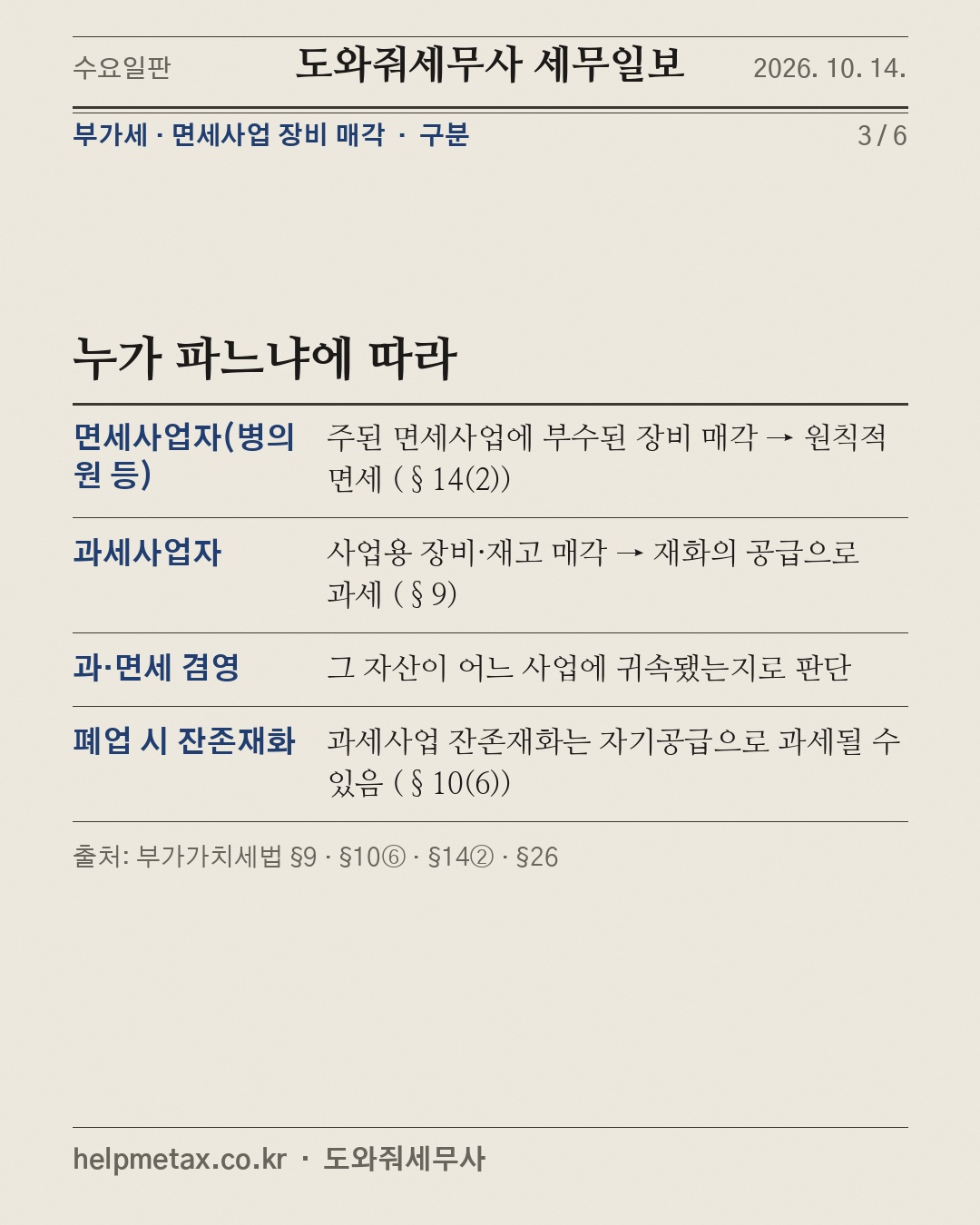 면세로 쓴 장비, 팔면 부가세? (3/6)